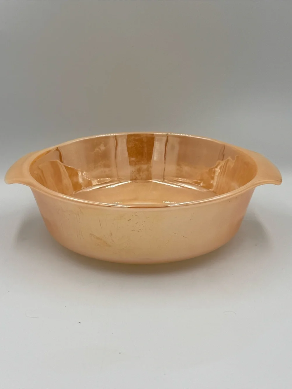 Vintage Anchor Hocking Peach Luster Casserole 1.5qt with Handles